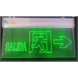 LETRERO SALIDA LED EMERGENCIA PERMANENTE, ACRÍLICO, 220VAC