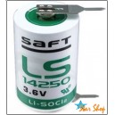 PILA 1/2 AA, SAFT  LS14250 (Li-SOCl2) CON PLACAS/BORNES A SOLDAR