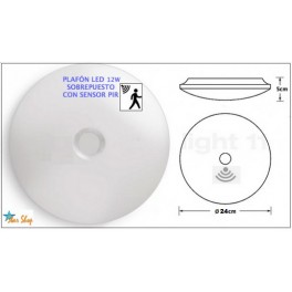 PLAFÓN LED PANEL SOBREPUESTO 12W c/SENSOR MOVIMIENTO