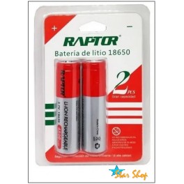BLISTER RAPTOR CON 2 PILAS RECARGABLES 18650 Li-ion 3,7V