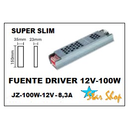 FUENTE DRIVER SLIM 100W PARA CINTA LED 12VDC