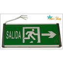 LETRERO SALIDA EMERGENCIA LED PERMANENTE 220VAC, VIDRIO